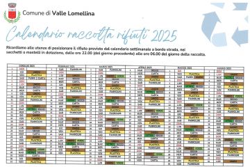 calendario raccolta rifiuti 2025