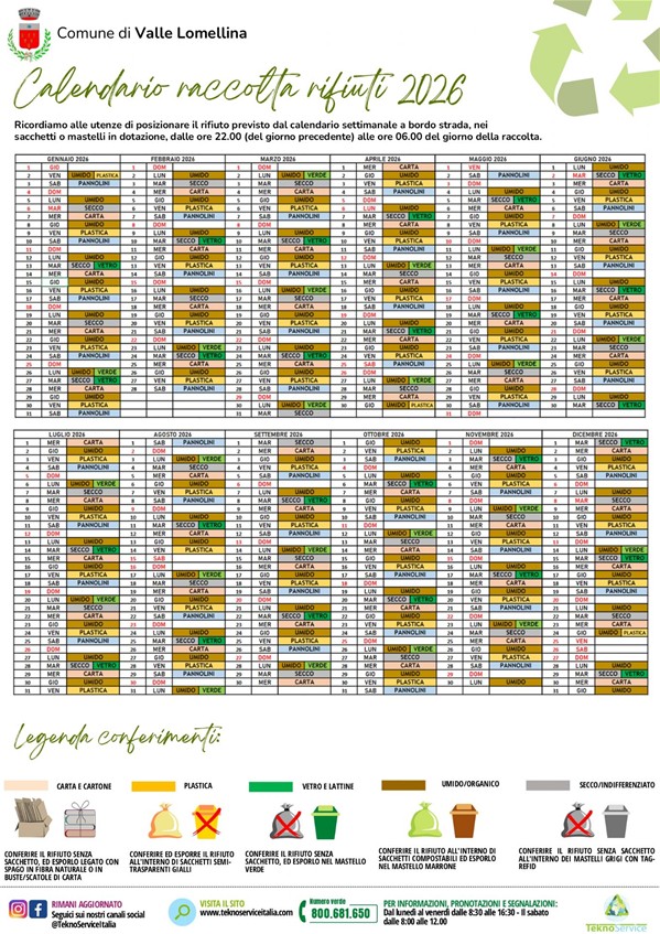 calendario raccolta rifiuti 2026