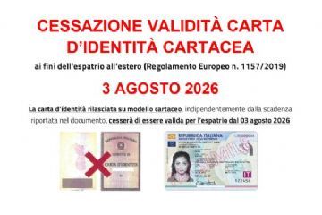 Termine validit&#224; carta di identit&#224; cartacea 03.08.2026
